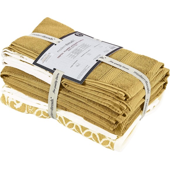 Trefoil Filigree 6-Piece Reversible Yarn Jacquard Towel Set 100% Combed Cotton - Picture 5 of 5